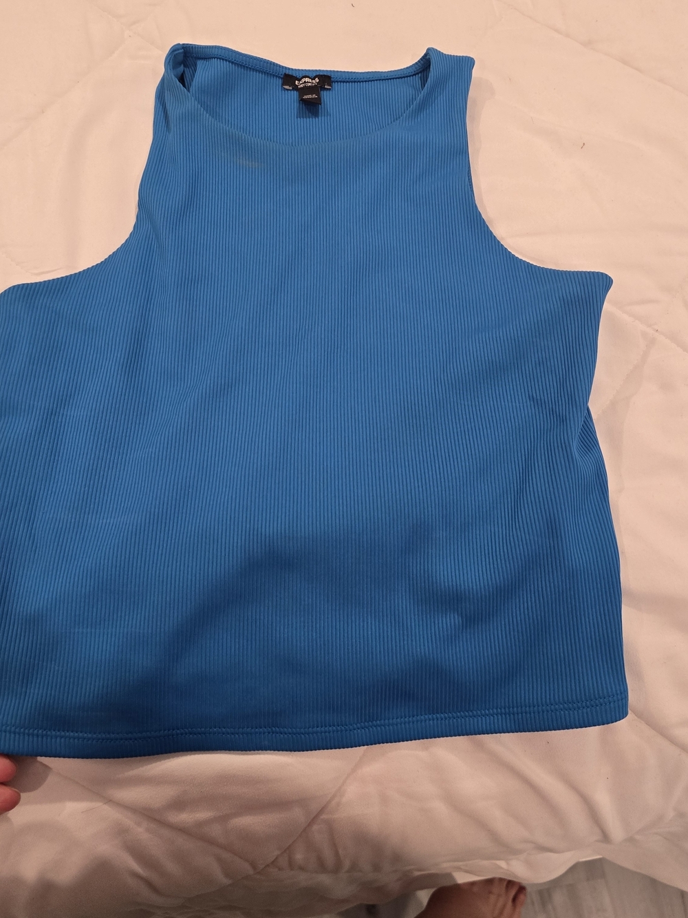 Express Body Contour Ribbed Tank Top - Blue - Picture 3 of 7